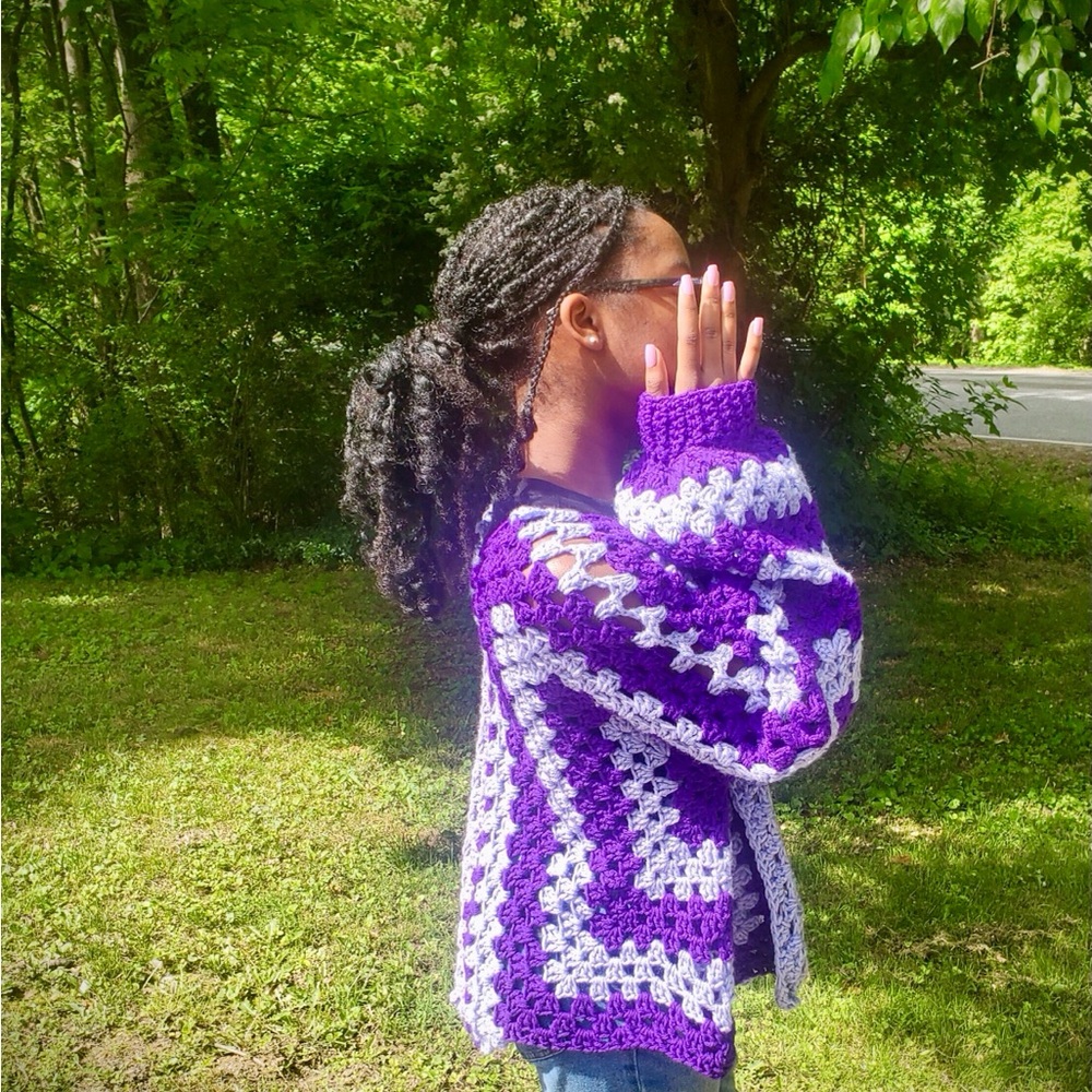 Purple and Lavender Crochet Sweater